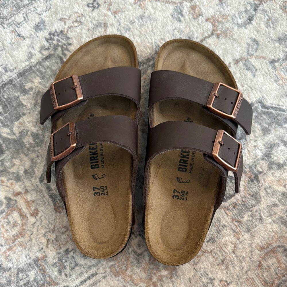 Birkenstock Brown Sandals with Adjustable Straps and Cork Footbed